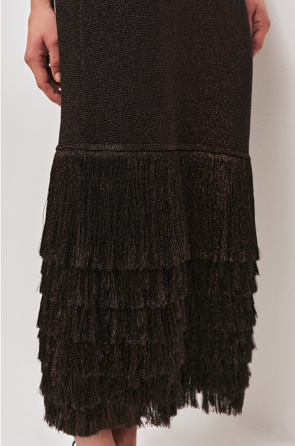 AJE Breeze sleeveless knit midi dress with fringes Women DARK BROWN 4