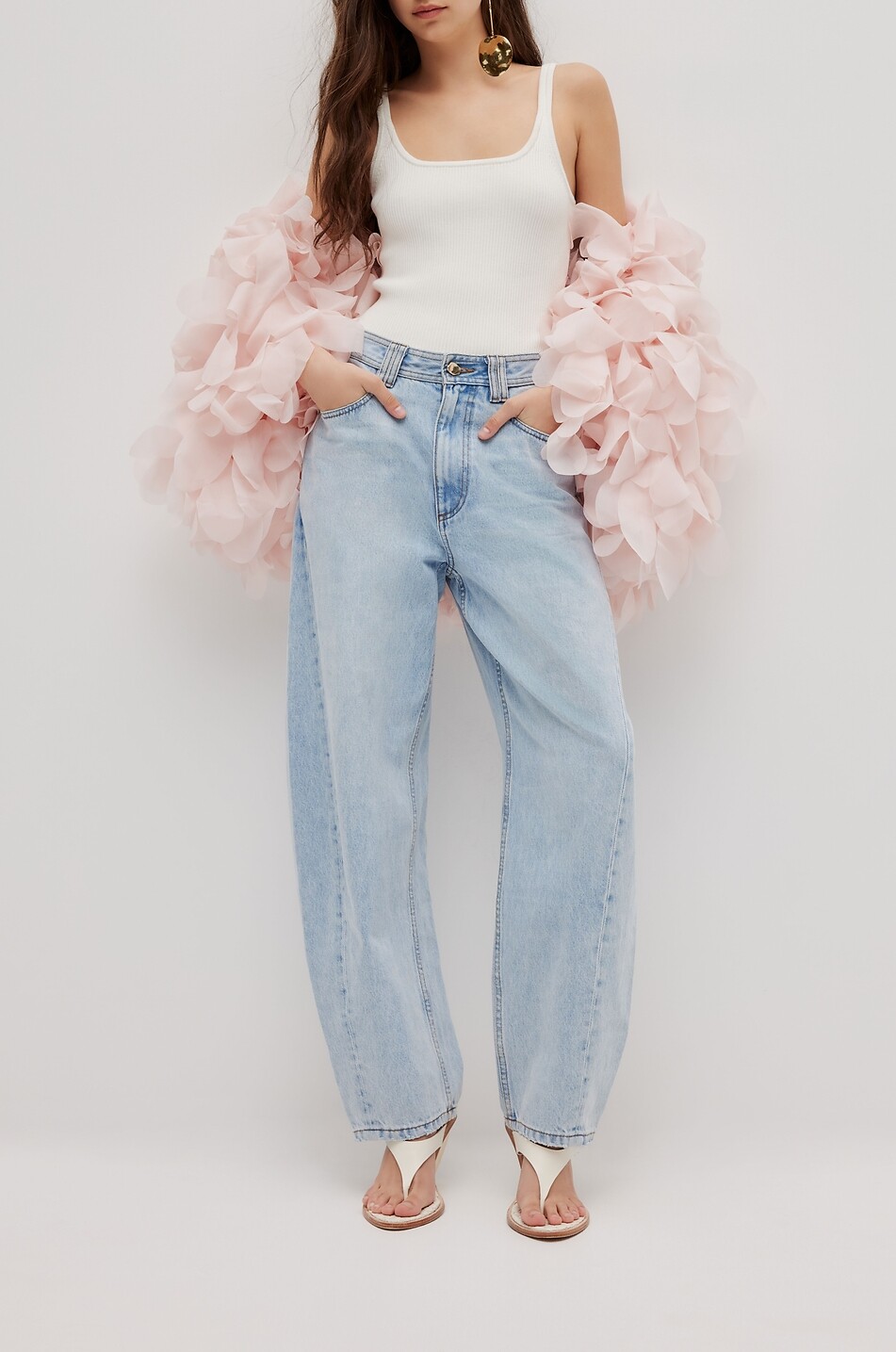 AJE Cape en mousseline effet pétals Lyric Femme ROSE CLAIR 4