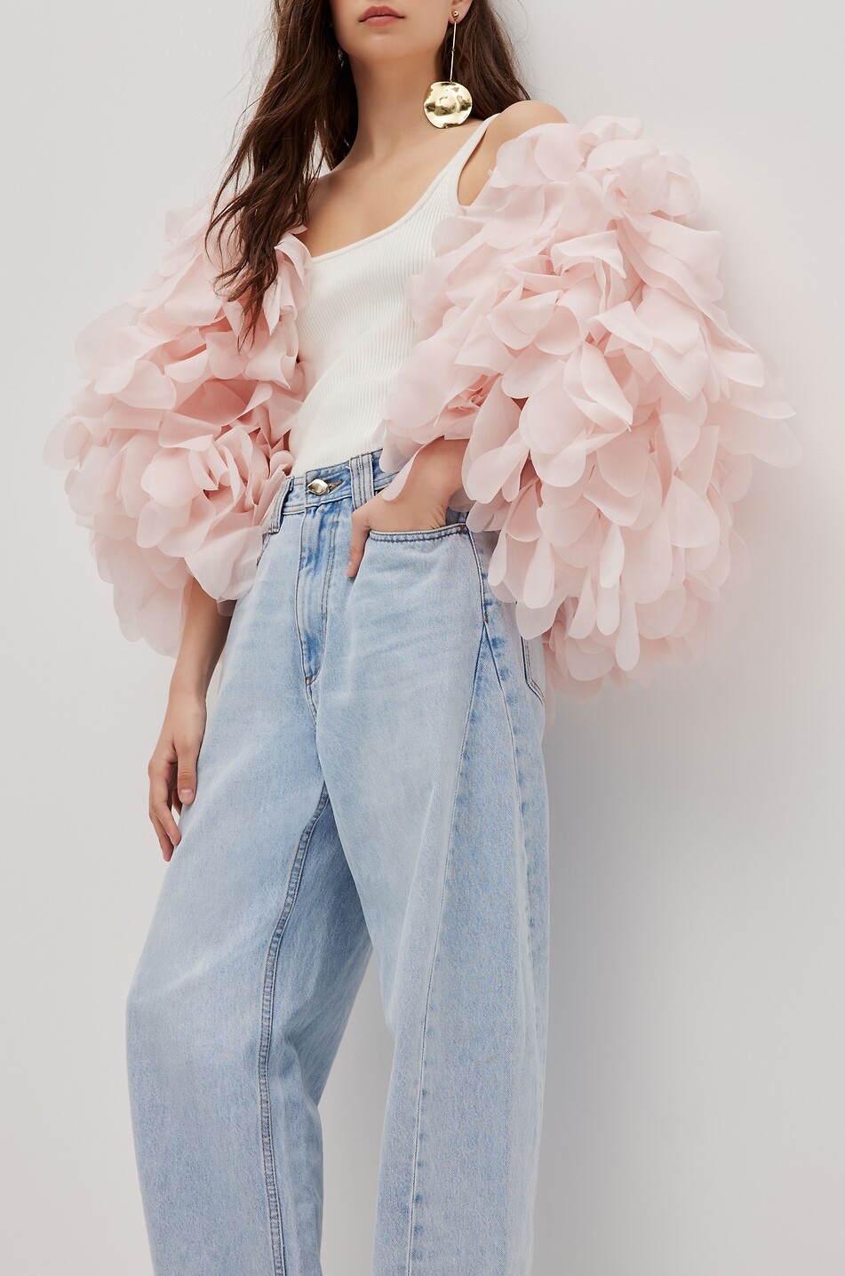 AJE Cape en mousseline effet pétals Lyric Femme ROSE CLAIR 6