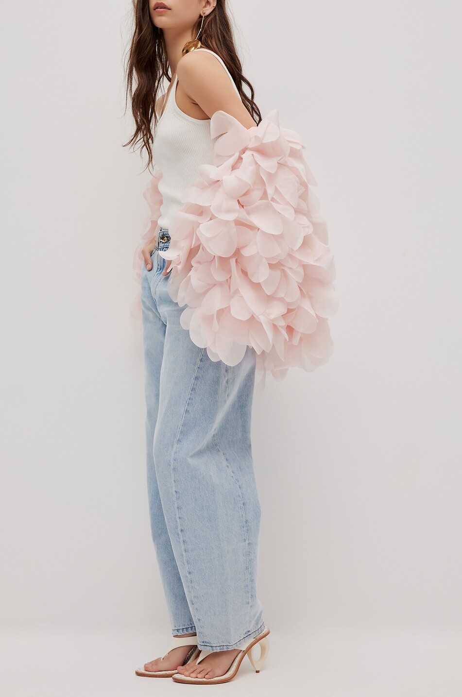 AJE Cape en mousseline effet pétals Lyric Femme ROSE CLAIR 7