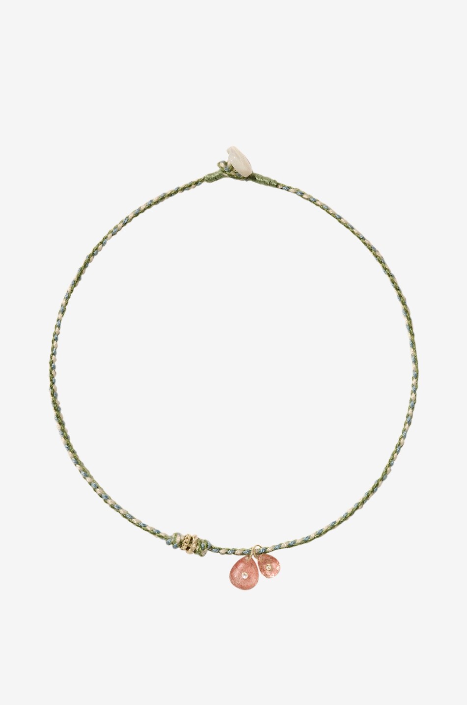 Cordelhalskette mit Diamanten Holi Strawberry Quartz