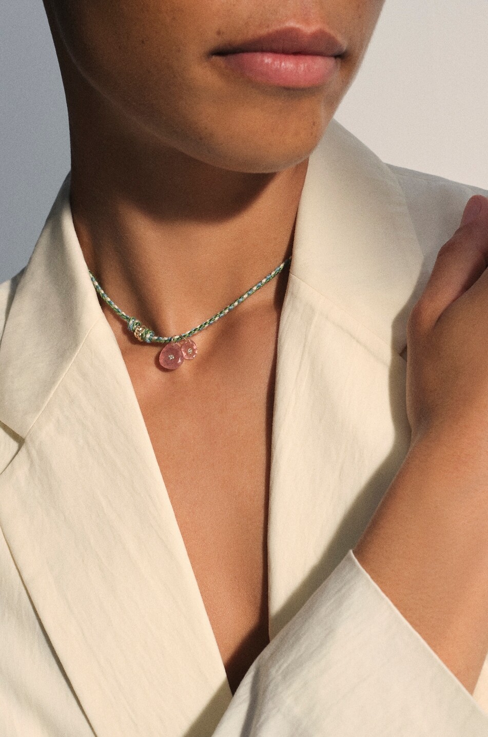 PASCALE MONVOISIN Cordelhalskette mit Diamanten Holi Strawberry Quartz Damen GRÜN 3