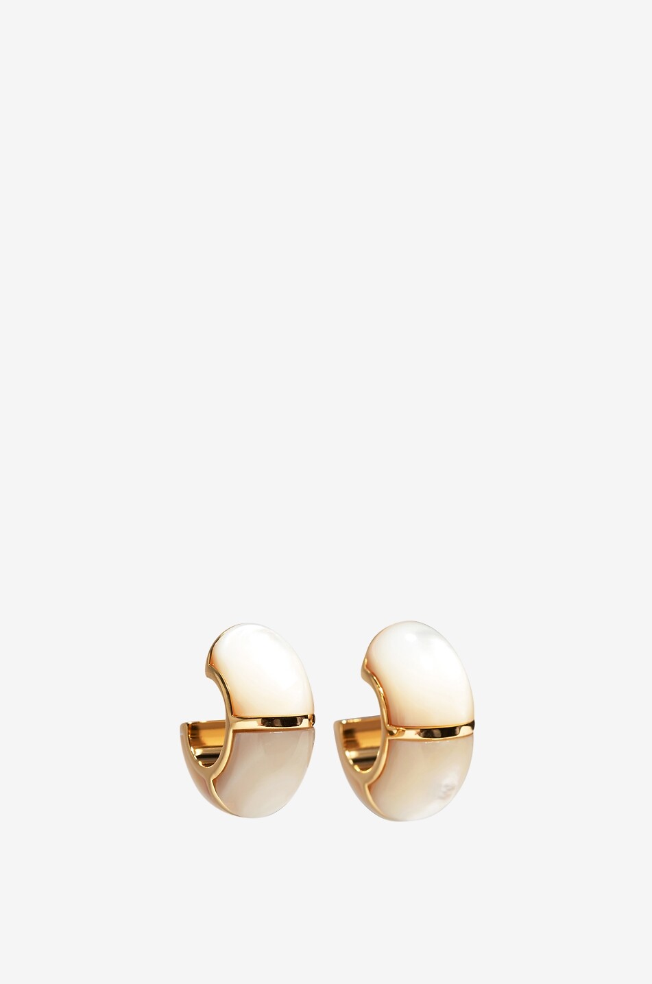 Zellige gold-plated hoop earrings with mother-of-pearl