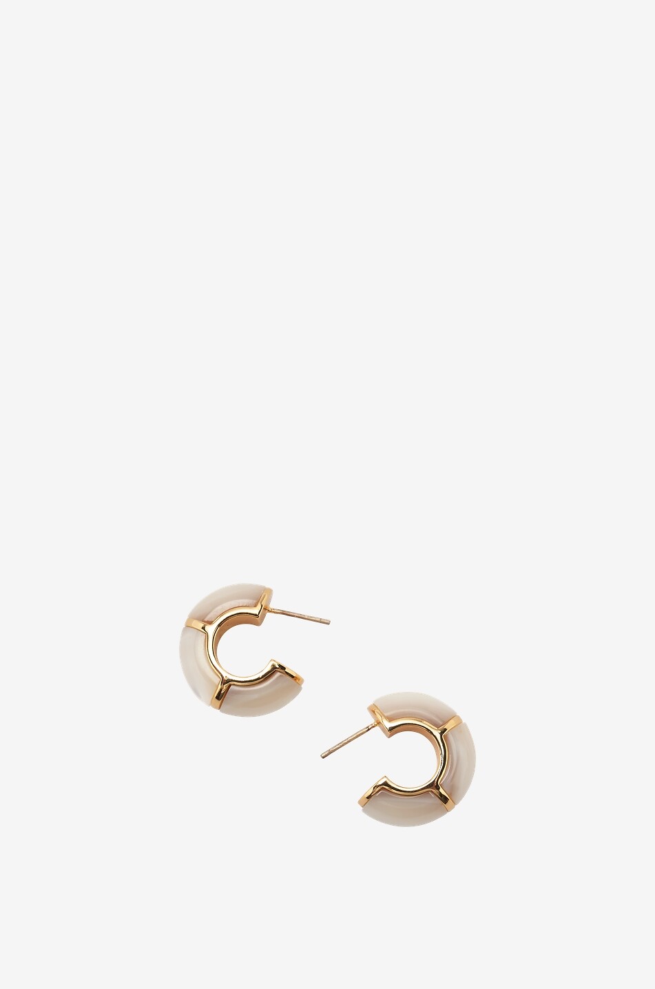 LIZZIE FORTUNATO Zellige gold-plated hoop earrings with mother-of-pearl Women WHITE 2