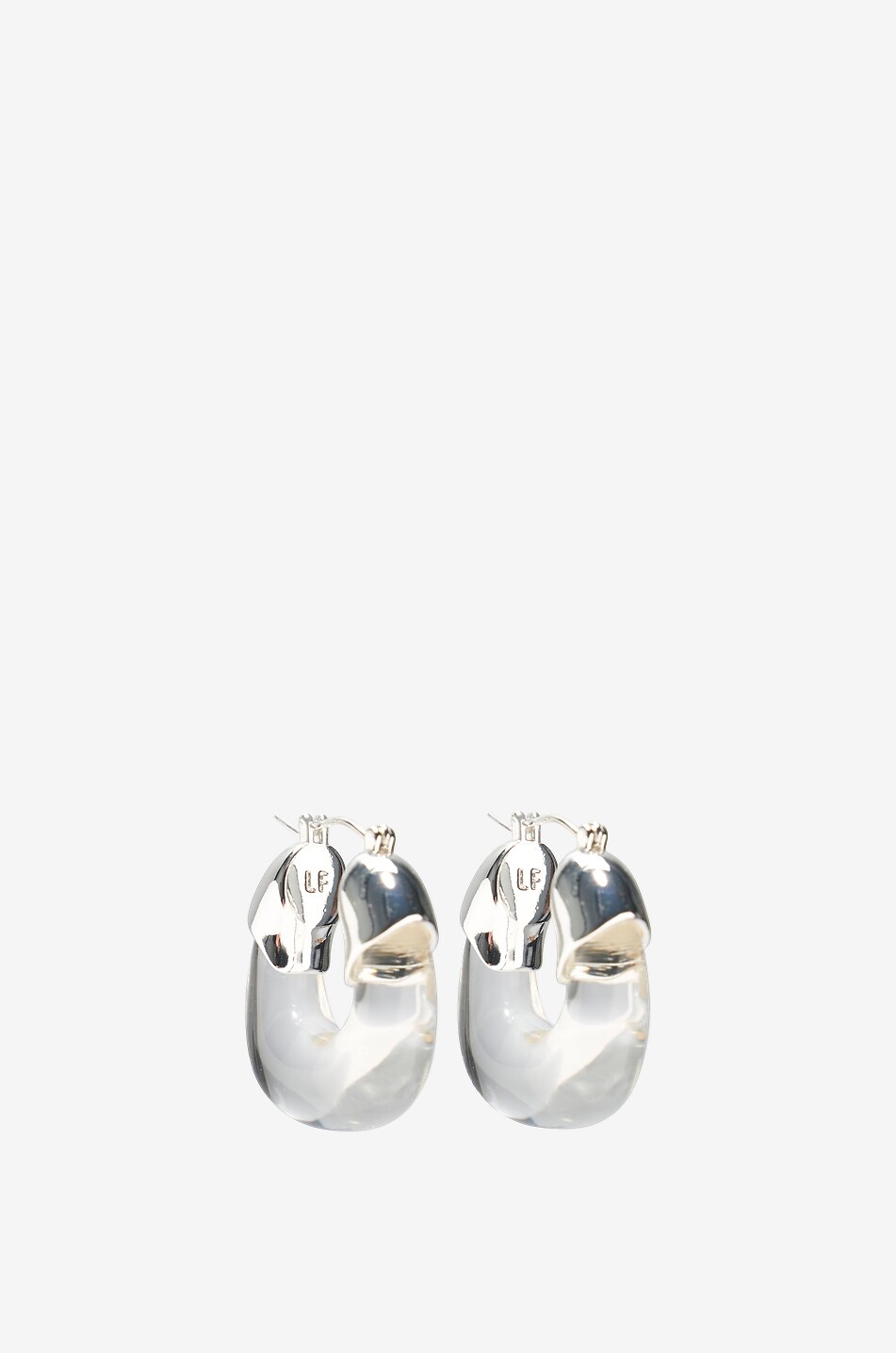 Créoles en résine Mini Organic Silver & Clear