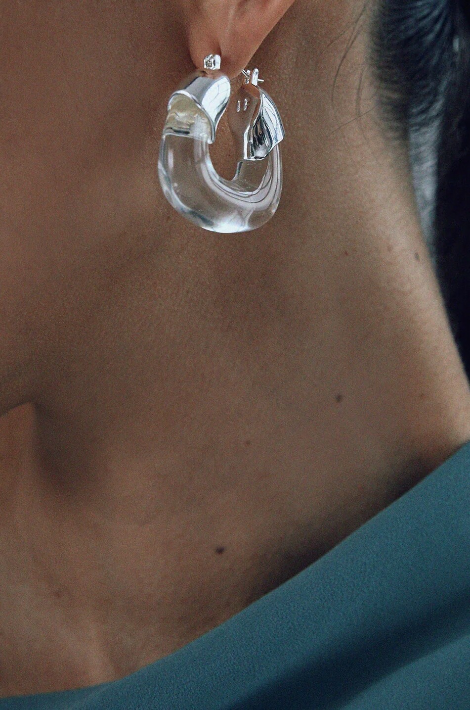 LIZZIE FORTUNATO Créoles en résine Organic Silver & Clear Femme ARGENT 2