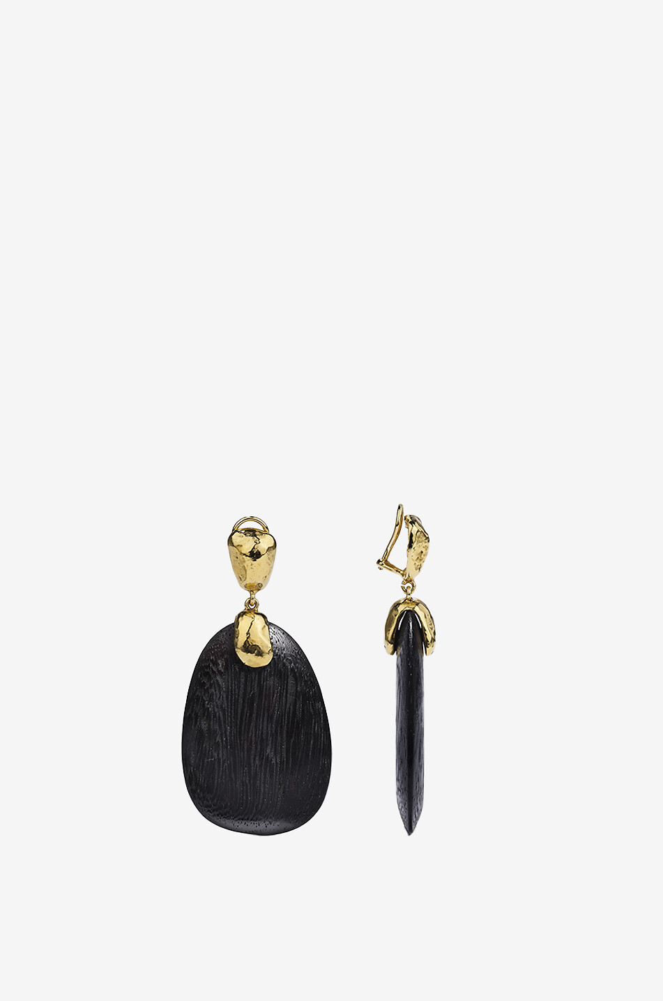 GOOSSENS PARIS Clips d'oreilles en bois et laiton Solstice Femme NOIR 1