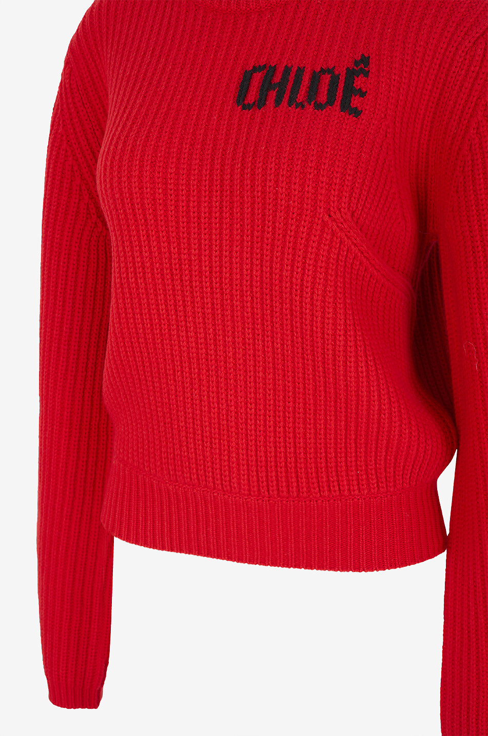 CHLOE Oversize-Rippstrick-Pullover aus Wolle und Kaschmir mit Logo Damen ROT 3