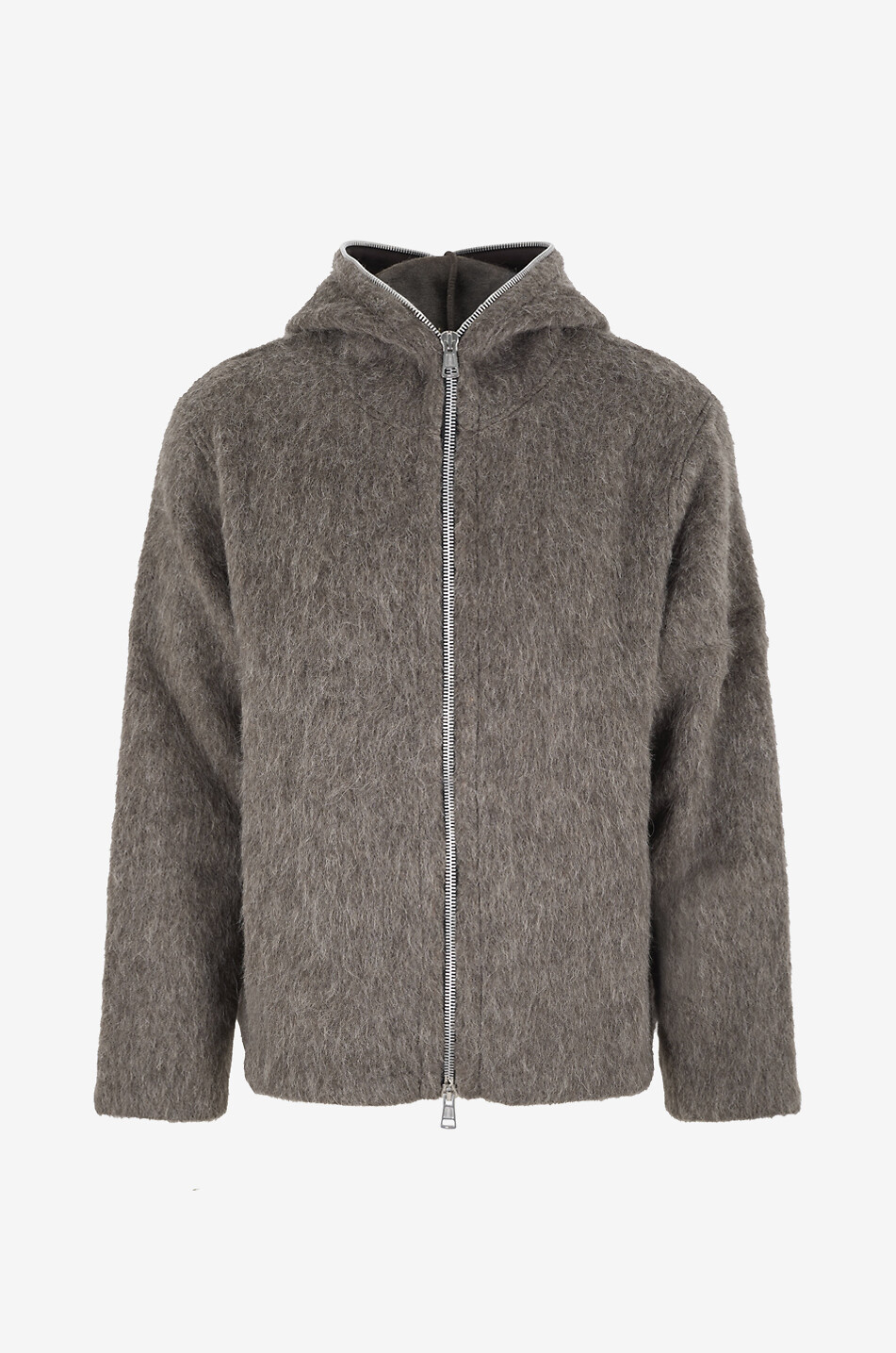 OUR LEGACY Hoodie zippé à capuche en mohair mélangé Homme GRIS 1