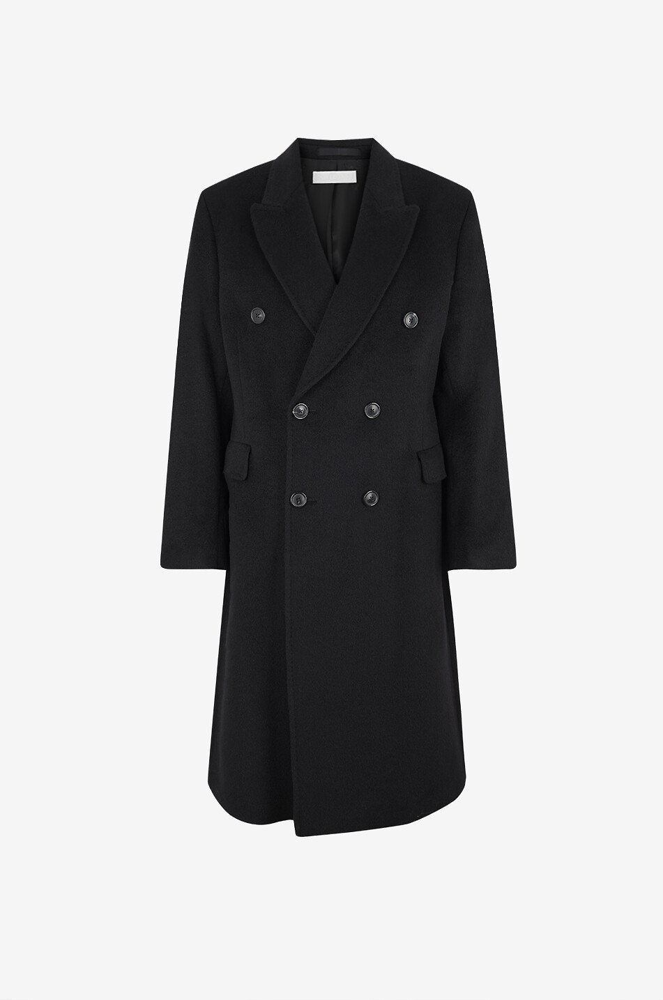 Whale double-breasted long mohair coat