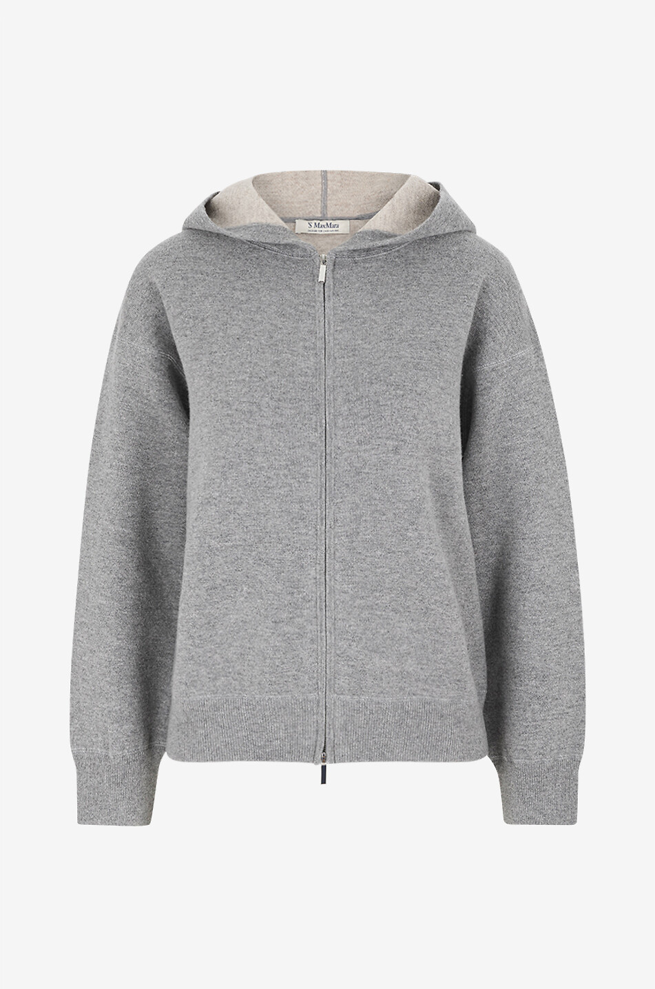 'S MAX MARA Cardigan jacquard à capuche en laine et cachemire Quiete Femme GRIS MOYEN 1