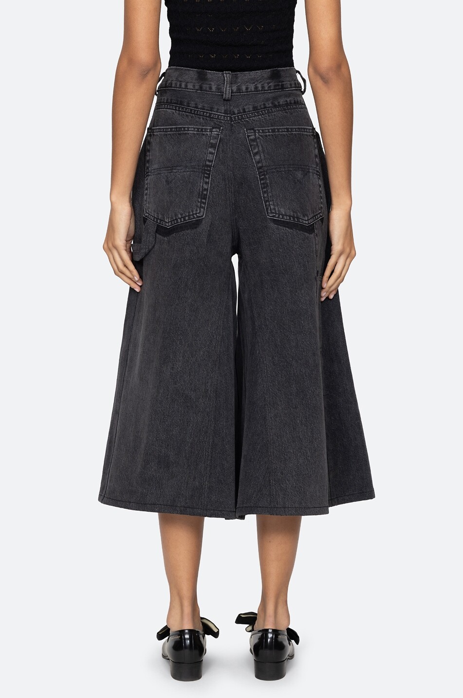 SEA Lyssa cotton denim culottes Women BLACK 4