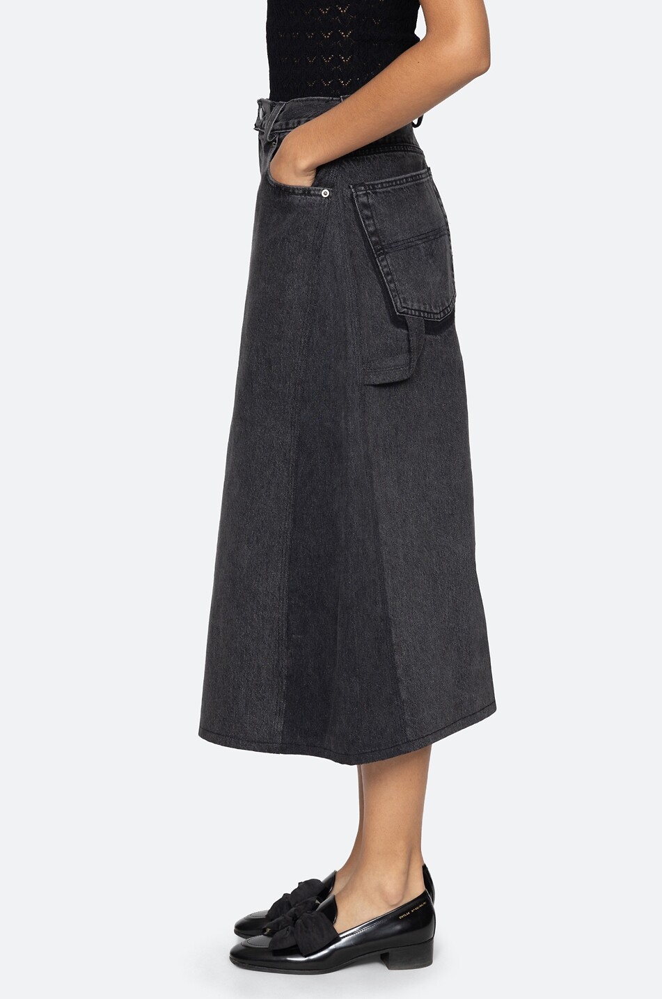 SEA Lyssa cotton denim culottes Women BLACK 5