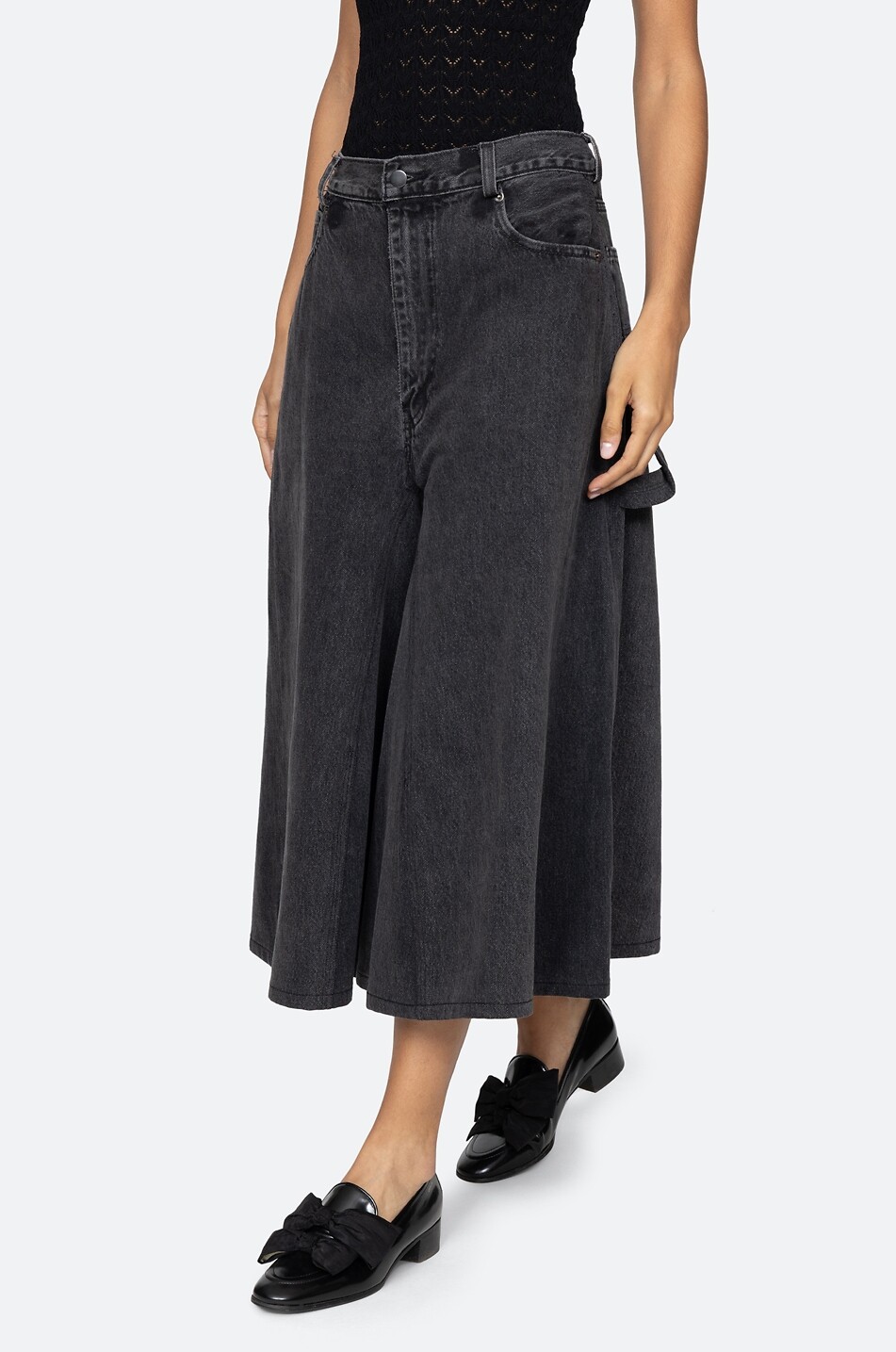 SEA Lyssa cotton denim culottes Women BLACK 6