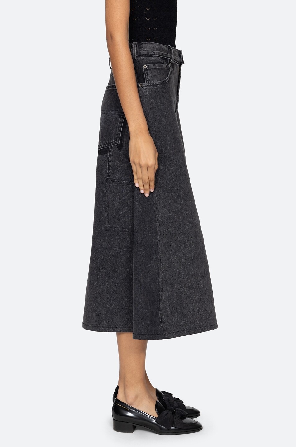 SEA Lyssa cotton denim culottes Women BLACK 7