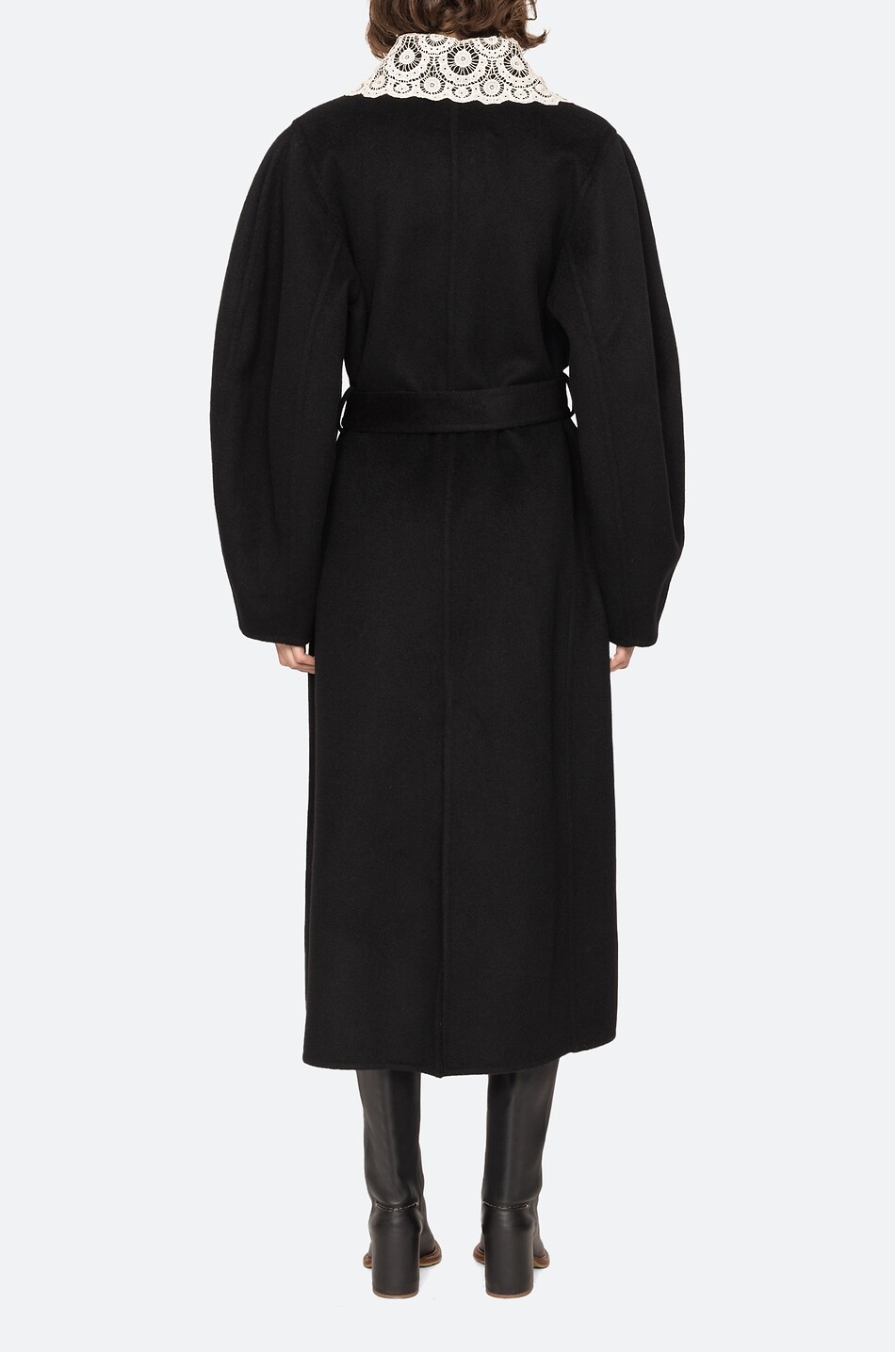 SEA Langer Wollmantel mit Spitzenkragen Ellison Damen SCHWARZ 4