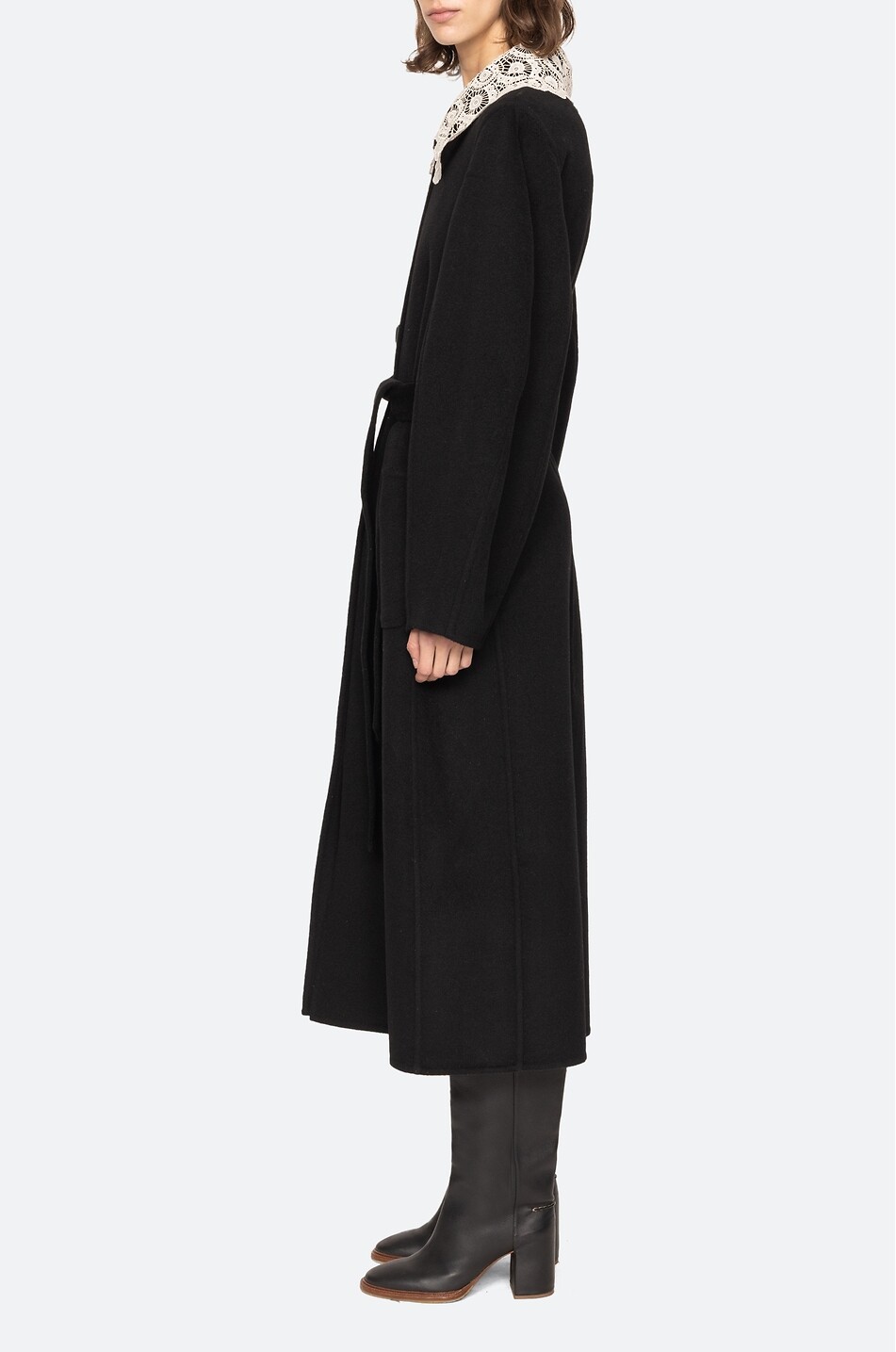 SEA Langer Wollmantel mit Spitzenkragen Ellison Damen SCHWARZ 6