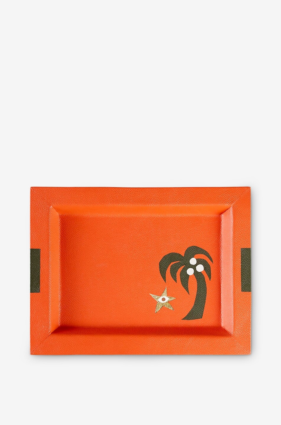 JONATHAN ADLER Playa Palm Tree rectangular leather tray Home ORANGE 1