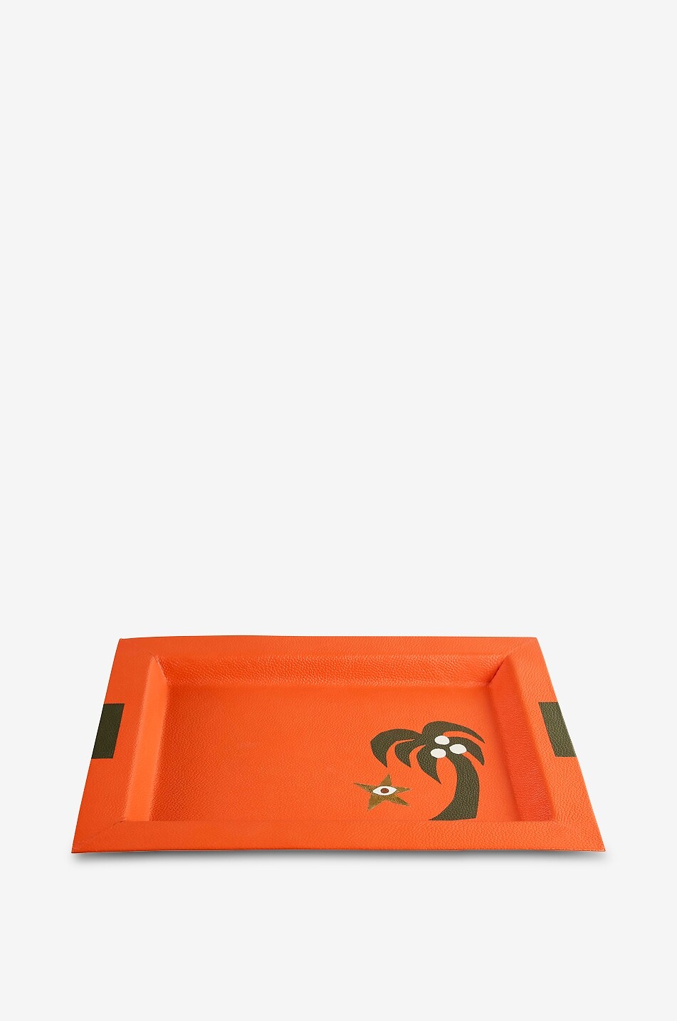 JONATHAN ADLER Playa Palm Tree rectangular leather tray Home ORANGE 2