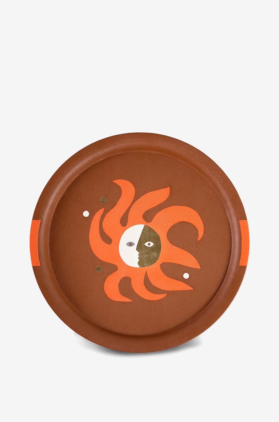 JONATHAN ADLER Playa Sun round leather tray Home BROWN 1