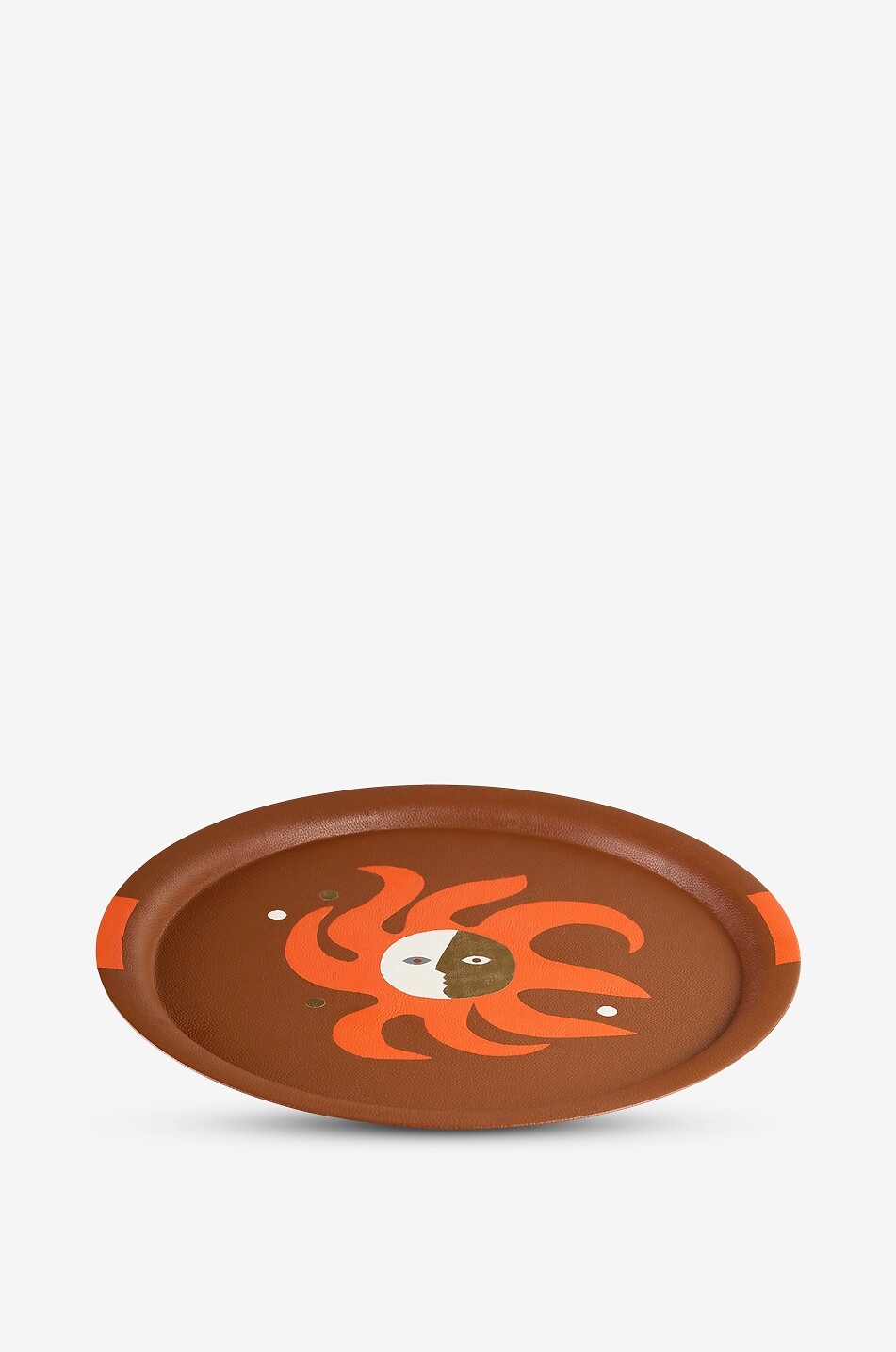 JONATHAN ADLER Playa Sun round leather tray Home BROWN 2