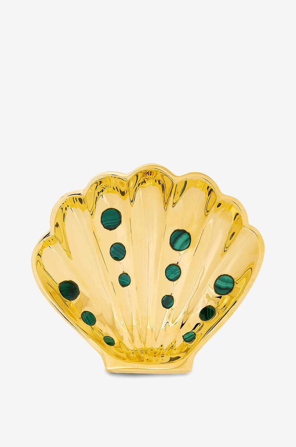 Clam Shell brass and malachite tray