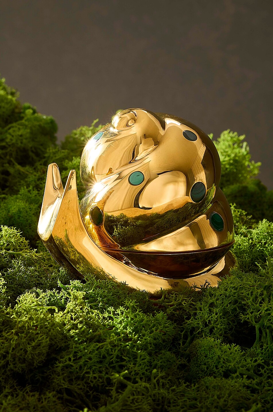 JONATHAN ADLER Snail brass and malachite decorative box Home GOLDEN 3