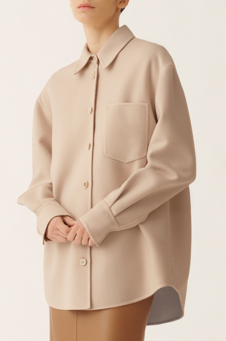 FABIANA FILIPPI Surchemise longue en laine double-face Femme BLEU CLAIR 5