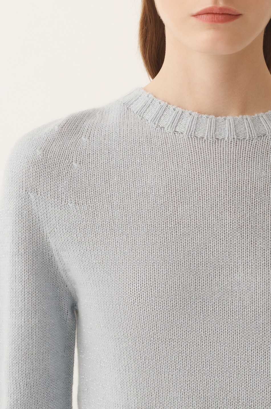 FABIANA FILIPPI Pull à col rond en fil Platinum et lurex Femme BLEU CLAIR 6