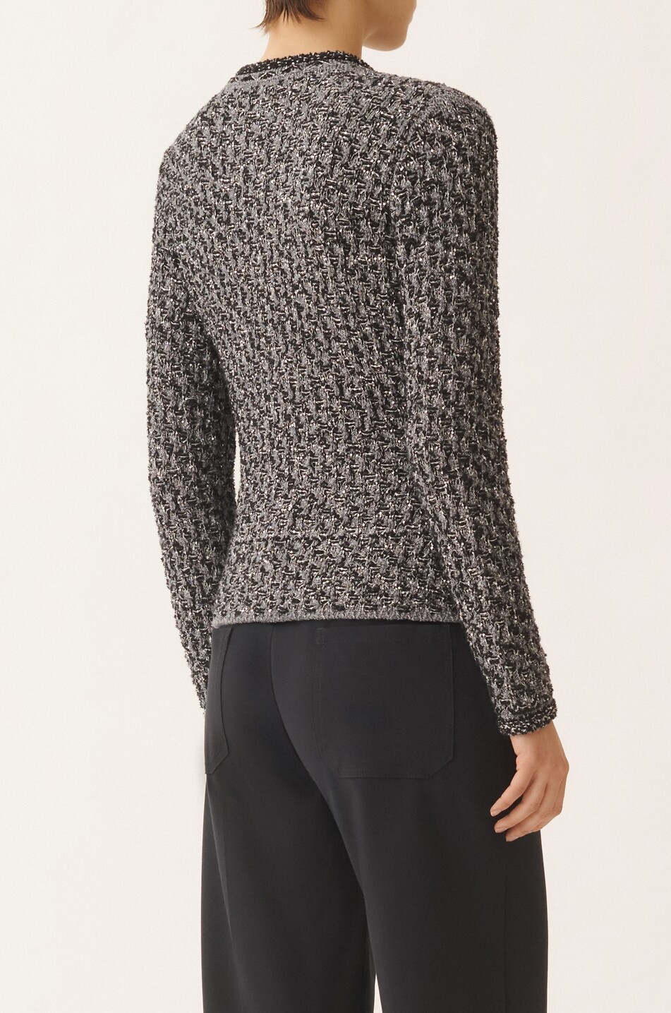 FABIANA FILIPPI Sequin tweed fitted tailoring jacket Women DARK BLUE 5