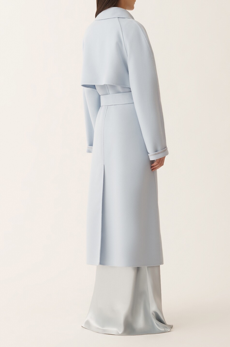FABIANA FILIPPI Belted double-face wool trench coat Women LIGHT BLUE 4