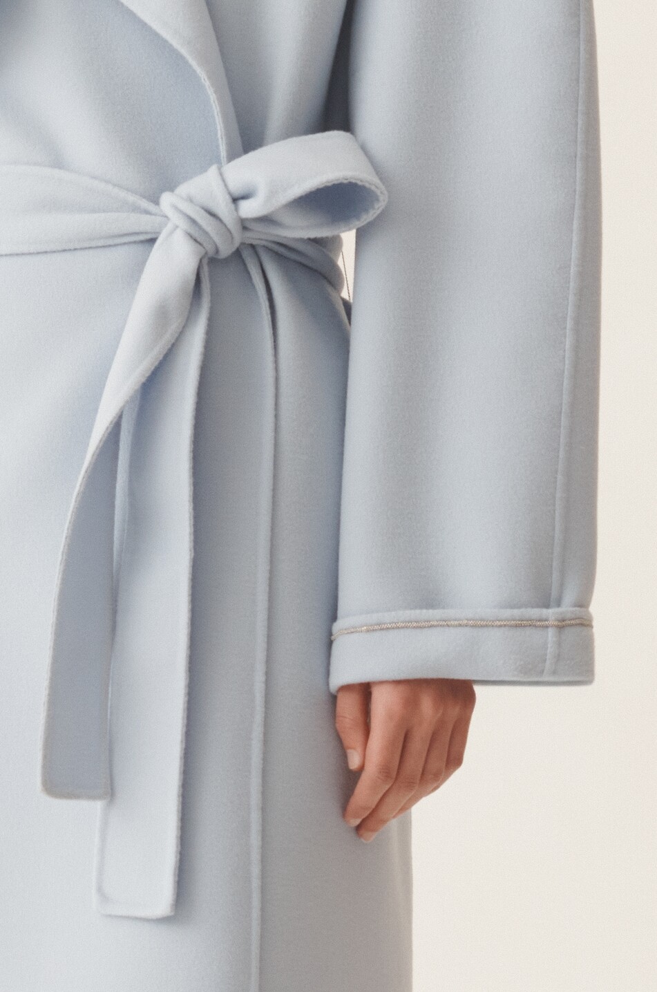 FABIANA FILIPPI Belted double-face wool trench coat Women LIGHT BLUE 5