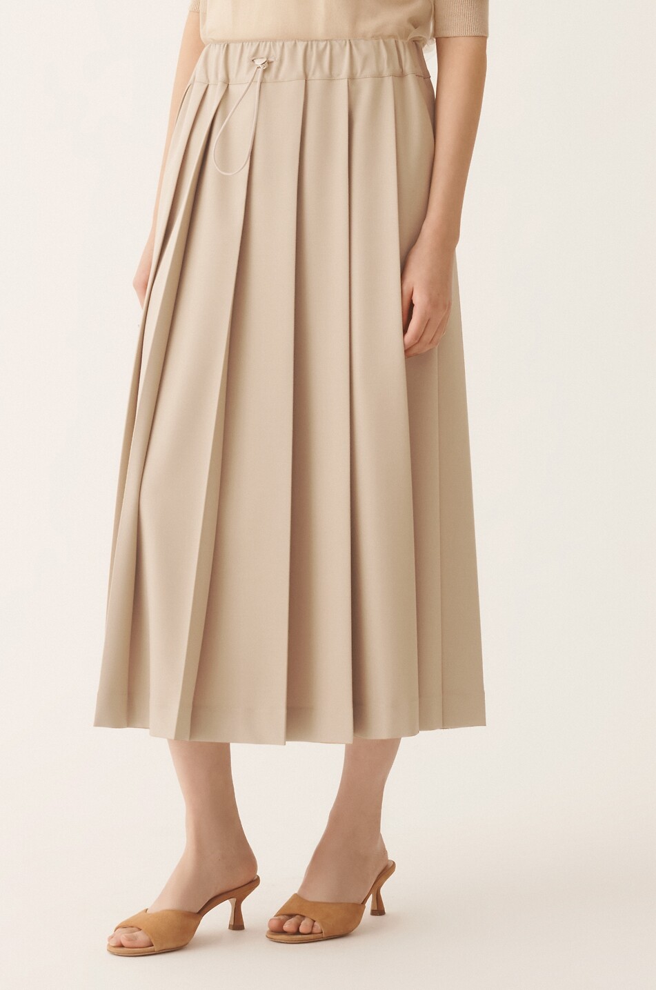 FABIANA FILIPPI Pleated midi skirt in Techno Tailoring Women Light beige 5