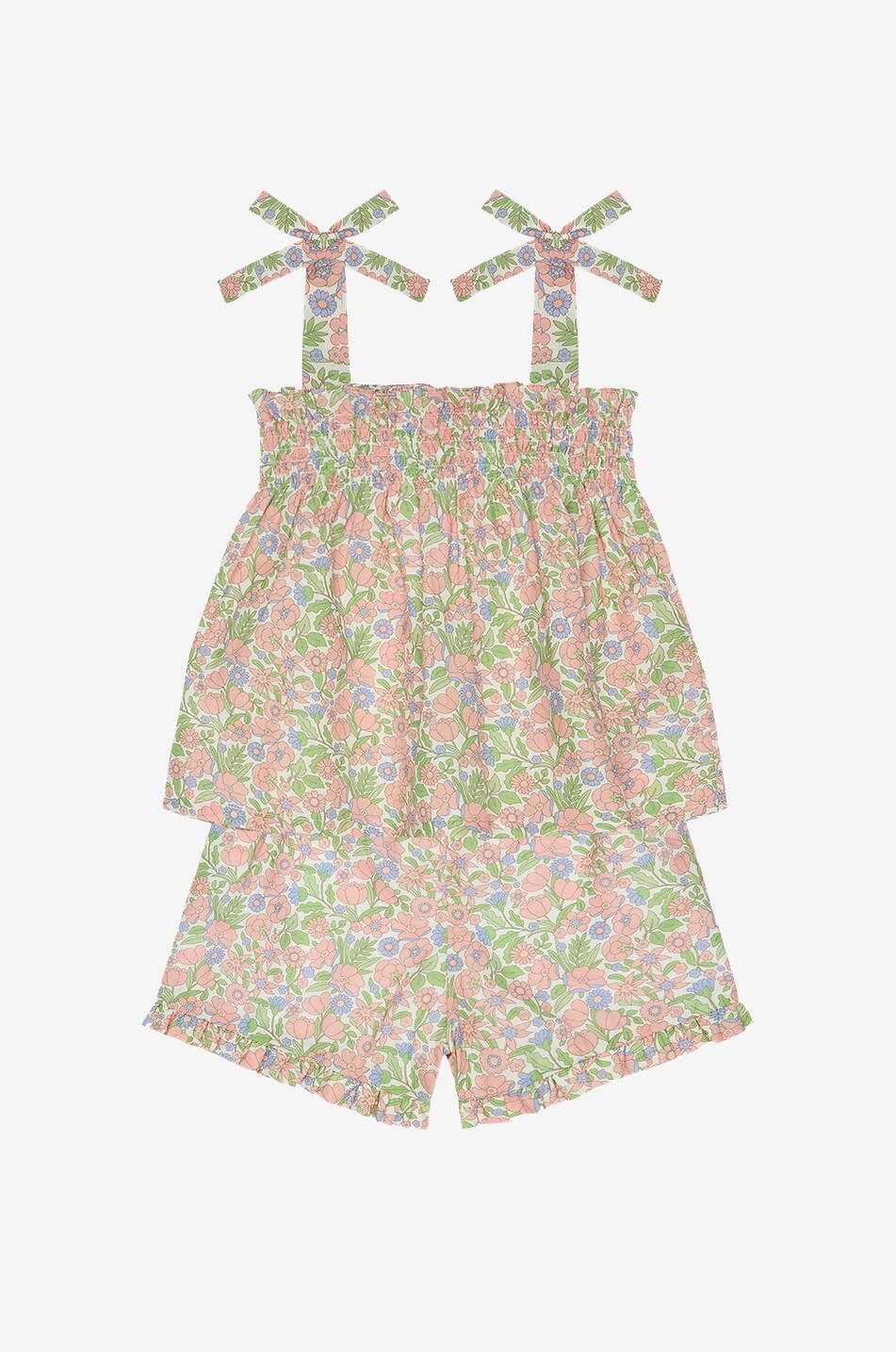 LA COQUETA Ensemble fille short et top à bretelles en coton fleuri Felicity Fille Beige Foncé 2
