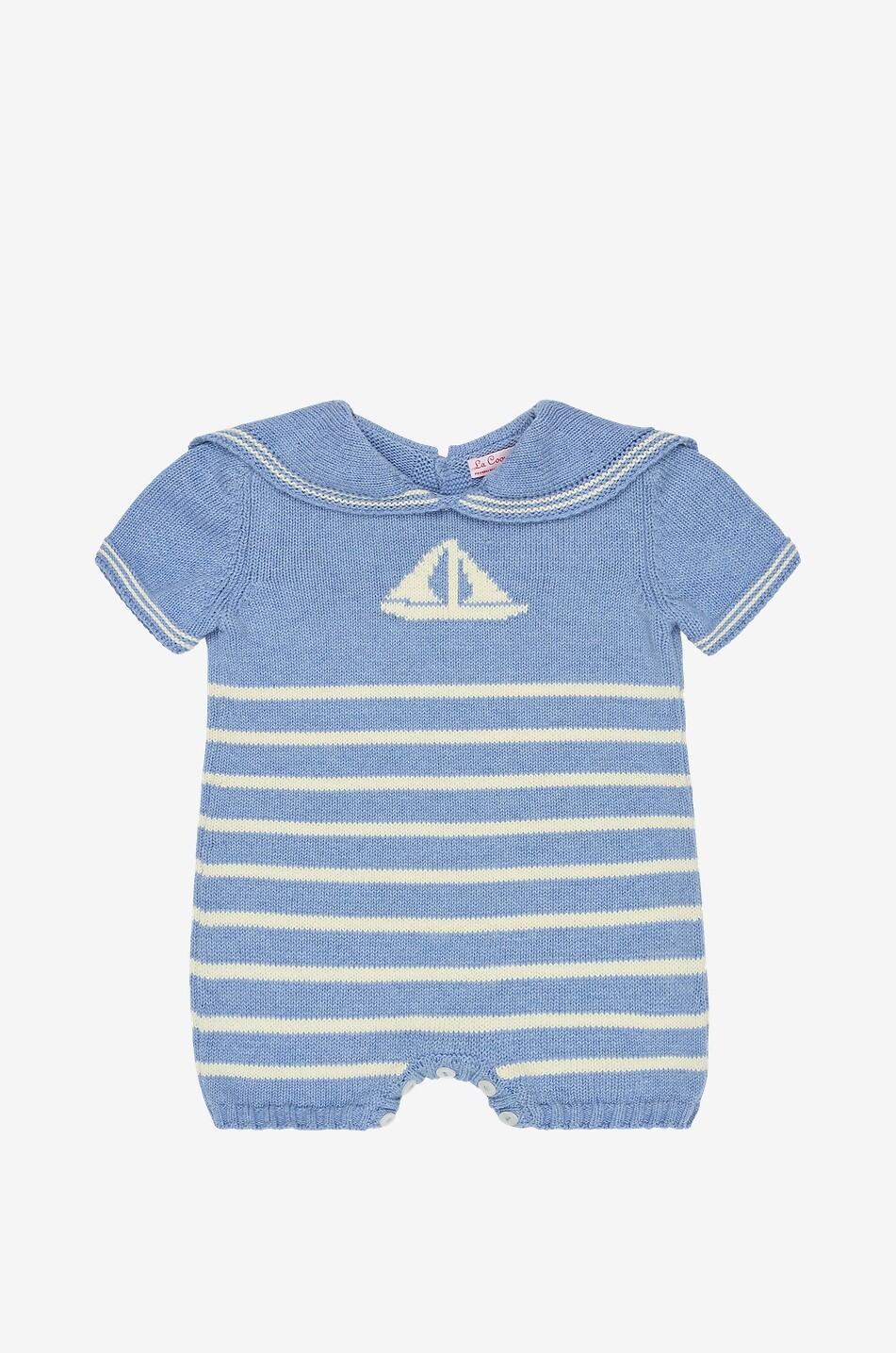 Adrin striped cotton knit baby playsuit