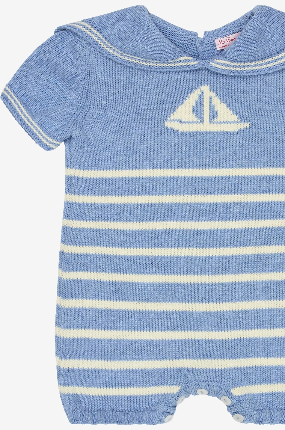 LA COQUETA Adrin striped cotton knit baby playsuit Baby BLUE 3