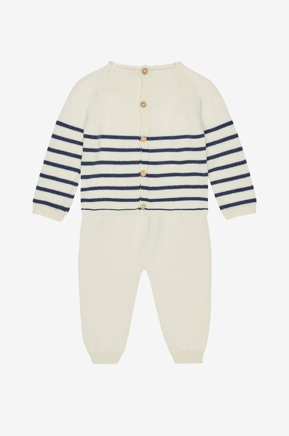 LA COQUETA Monda striped cotton knit baby jogging set Baby EGGSHELL 2