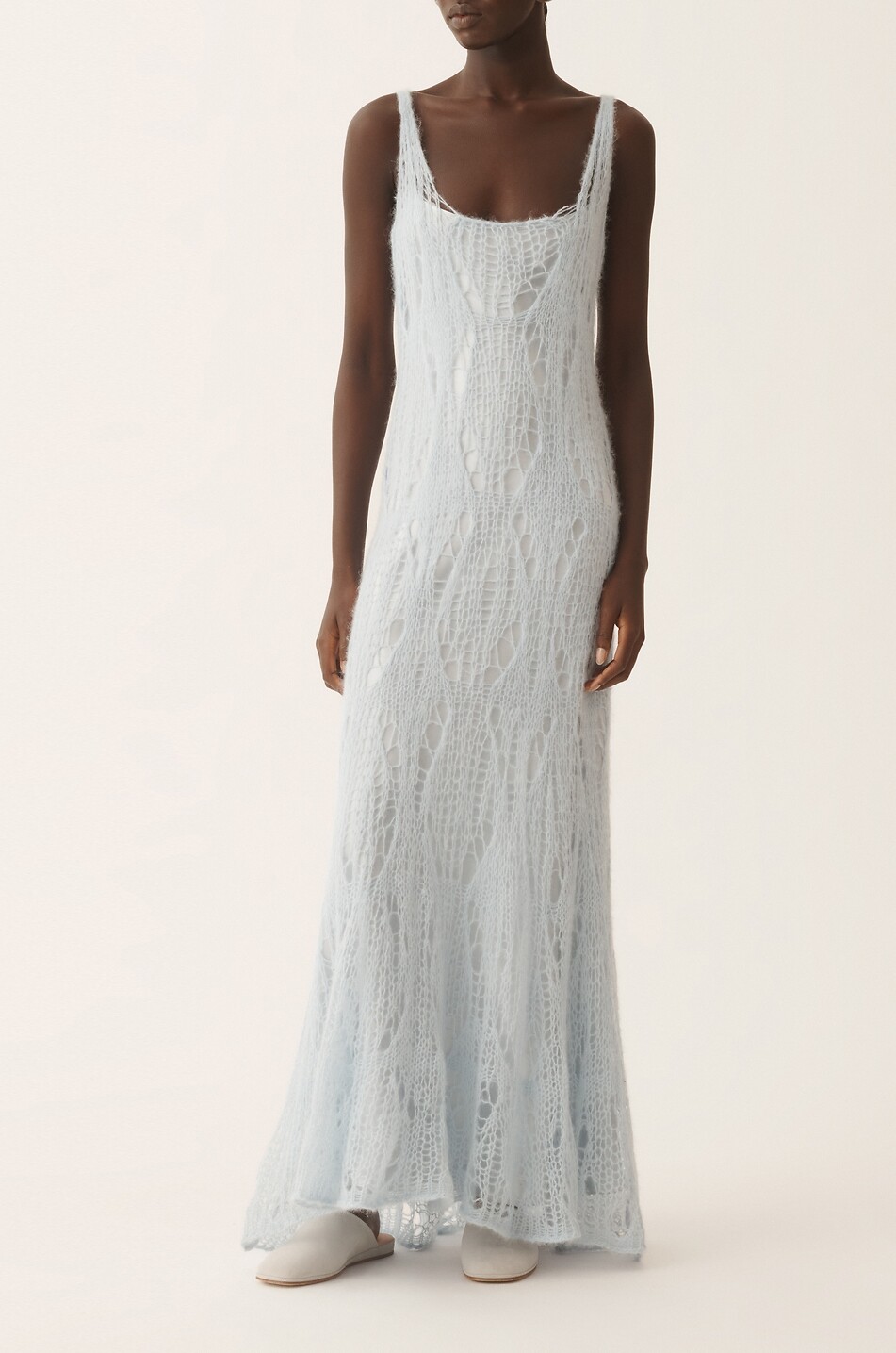 FABIANA FILIPPI Mohair and alpaca open knit tank dress Women LIGHT BLUE 3