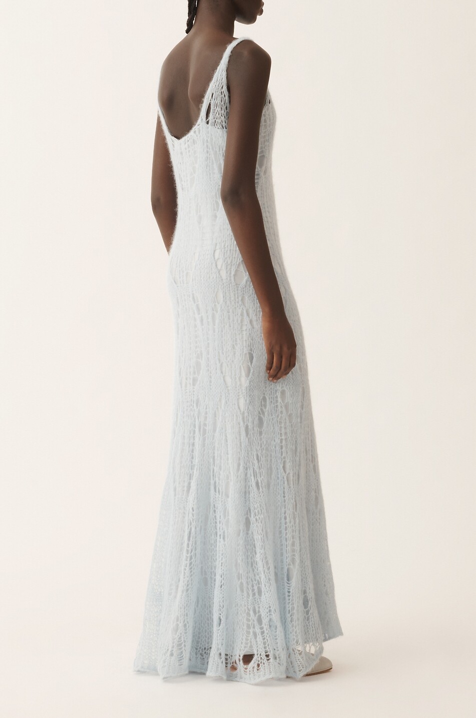 FABIANA FILIPPI Mohair and alpaca open knit tank dress Women LIGHT BLUE 4