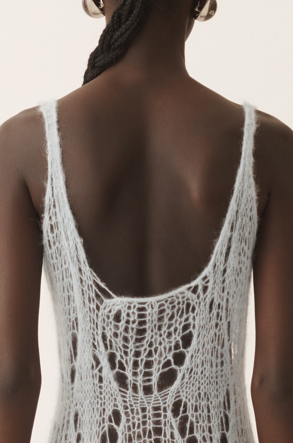 FABIANA FILIPPI Mohair and alpaca open knit tank dress Women LIGHT BLUE 5