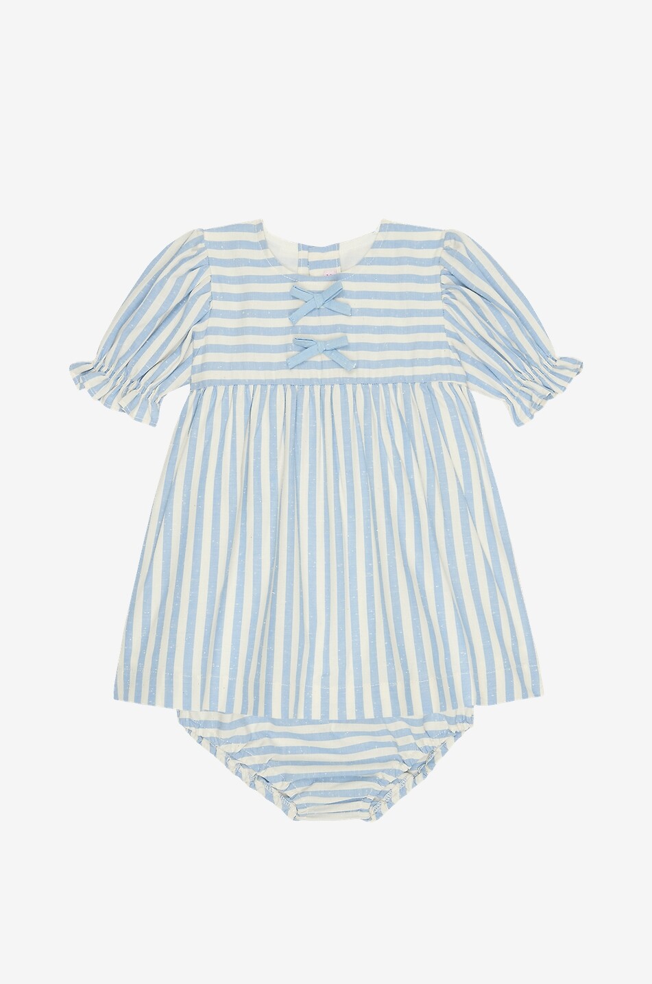 LA COQUETA Luciana striped cotton baby dress and bloomers Baby LIGHT BLUE 1