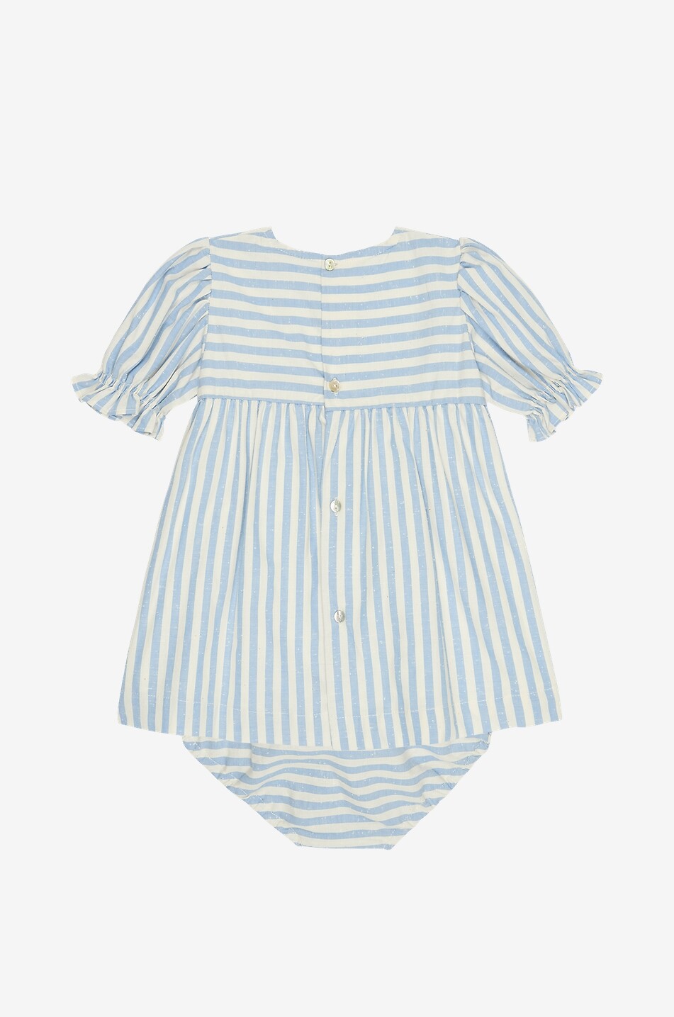 LA COQUETA Luciana striped cotton baby dress and bloomers Baby LIGHT BLUE 2