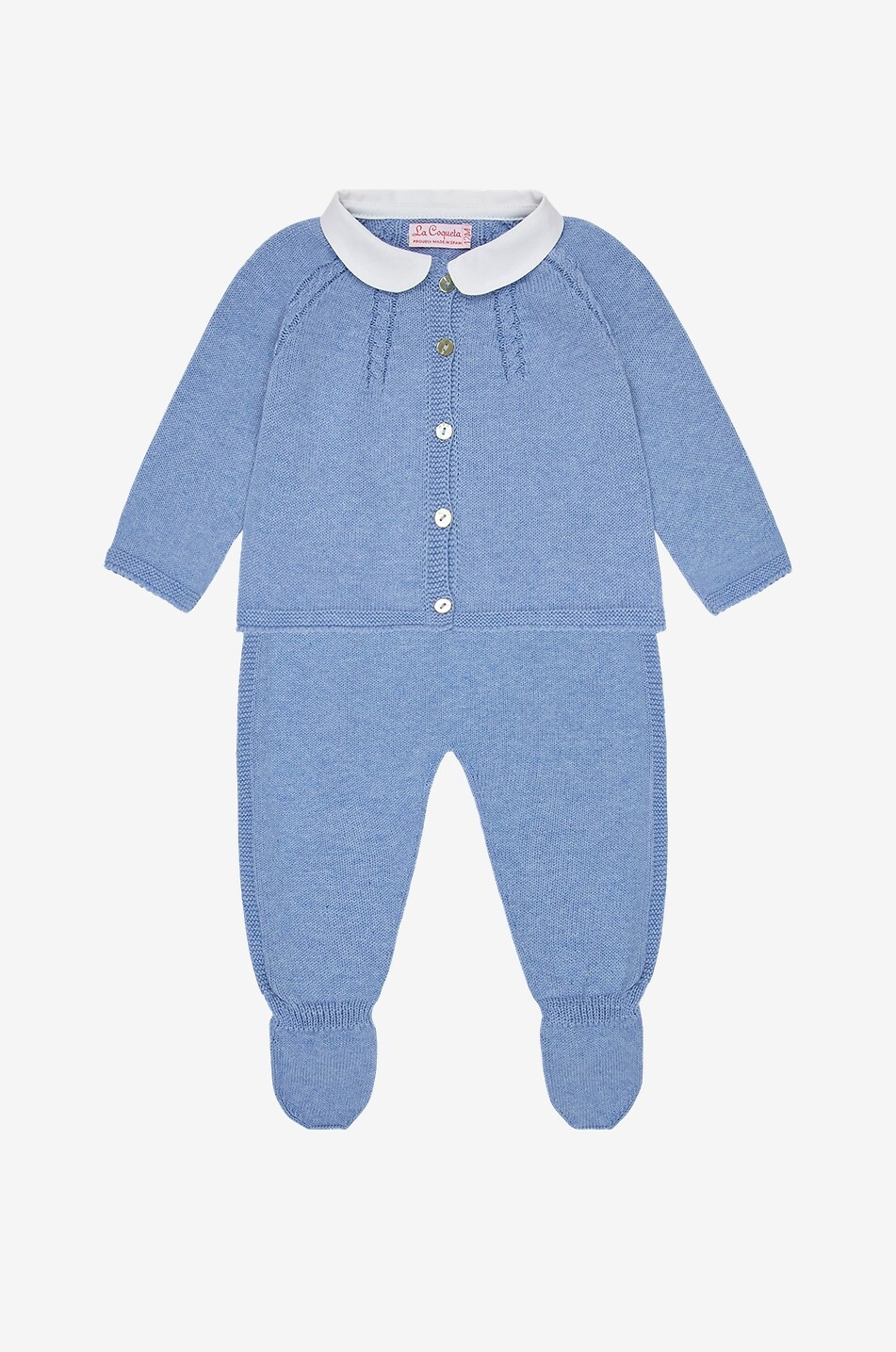 LA COQUETA Ensemble cardigan et pantalon bébé en maille de coton Sanson Bébé BLEU 1