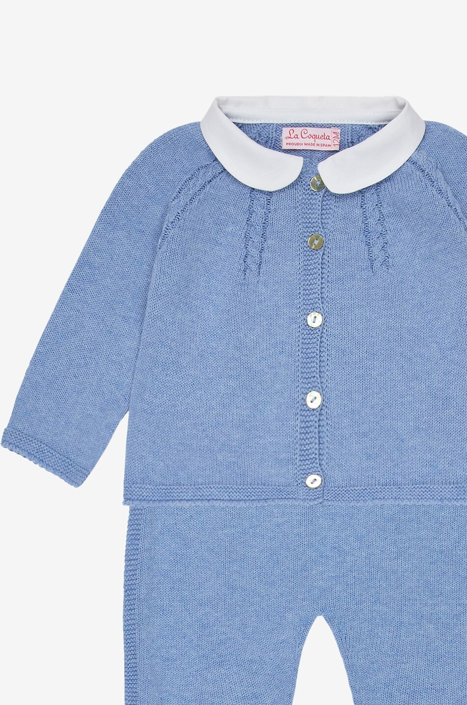 LA COQUETA Ensemble cardigan et pantalon bébé en maille de coton Sanson Bébé BLEU 3