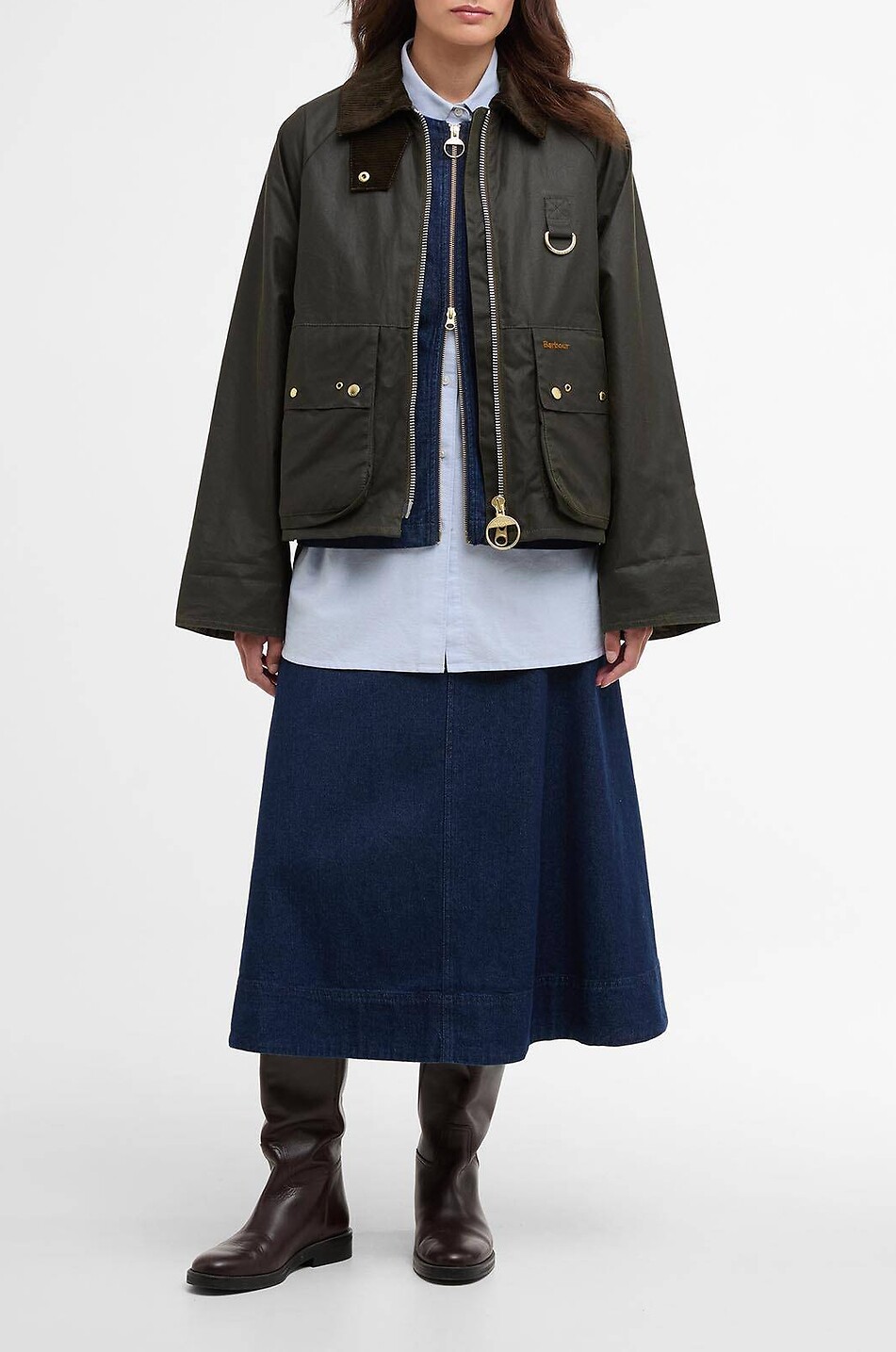 BARBOUR Kearton waxed cotton A-line lightweight jacket Women DARK GREEN 2