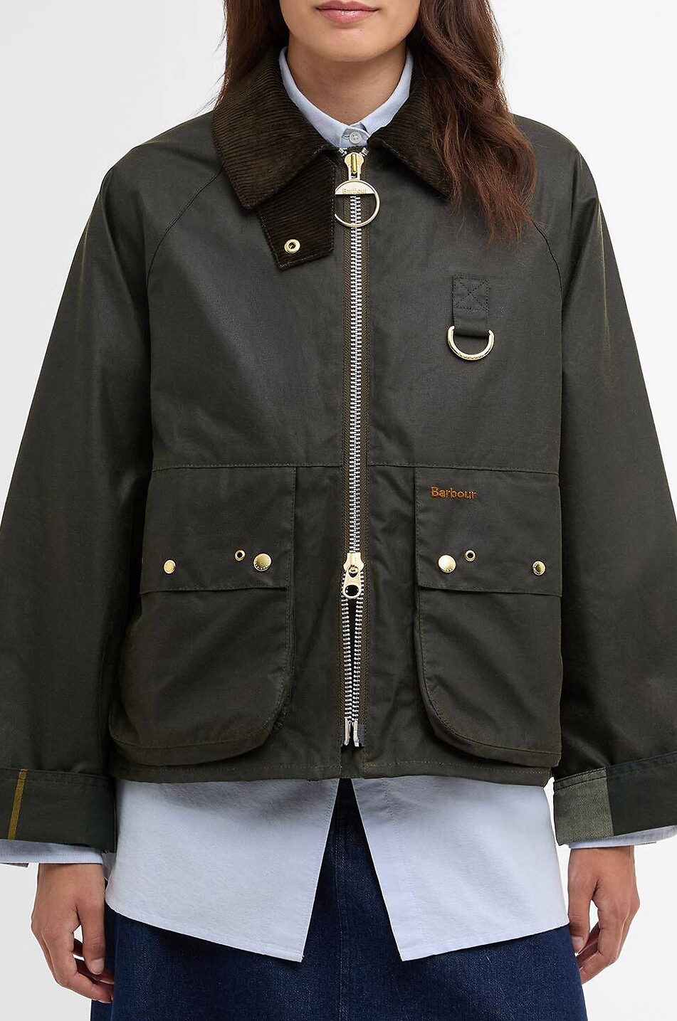 BARBOUR Kearton waxed cotton A-line lightweight jacket Women DARK GREEN 4