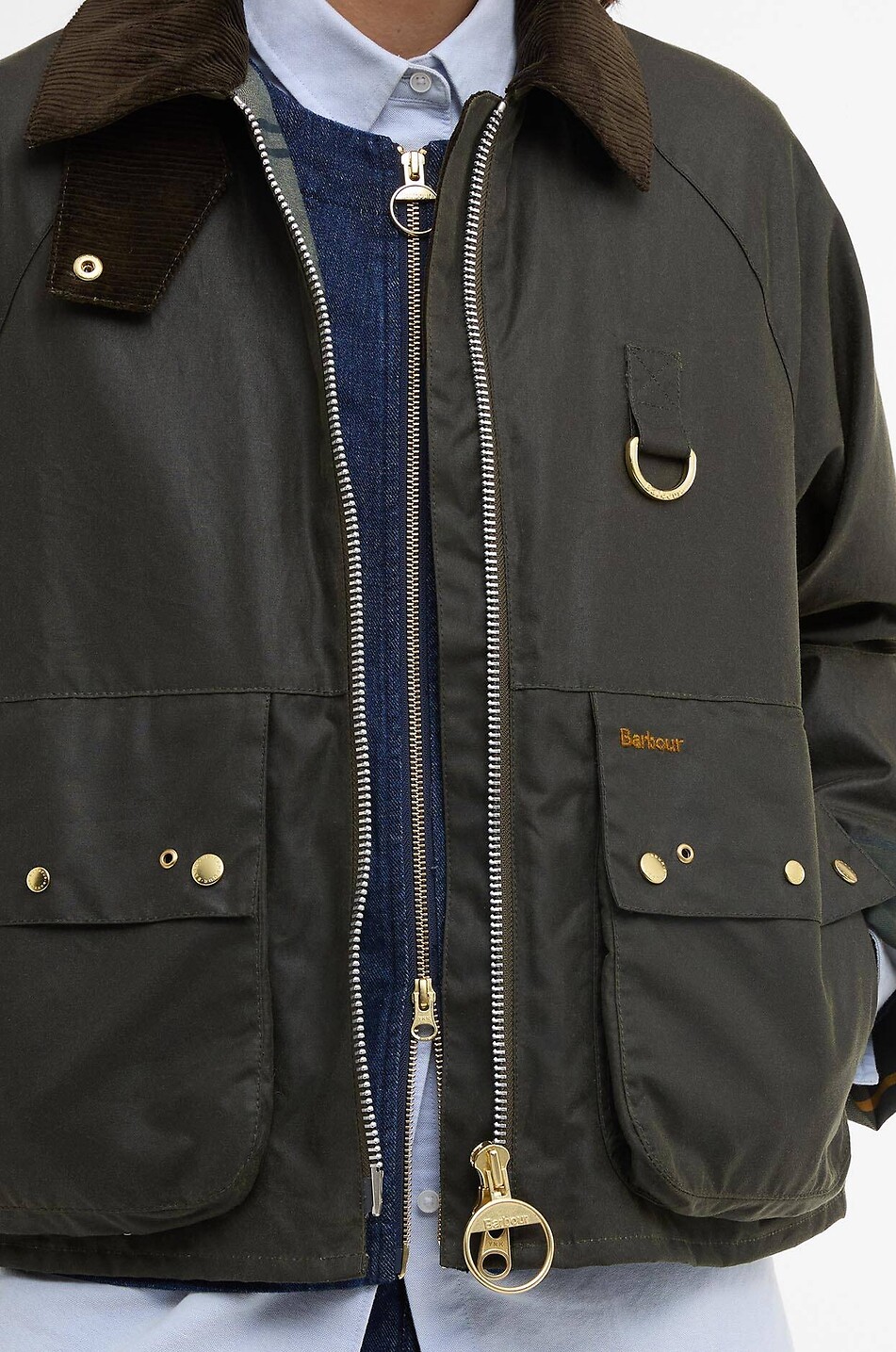 BARBOUR Kearton waxed cotton A-line lightweight jacket Women DARK GREEN 5