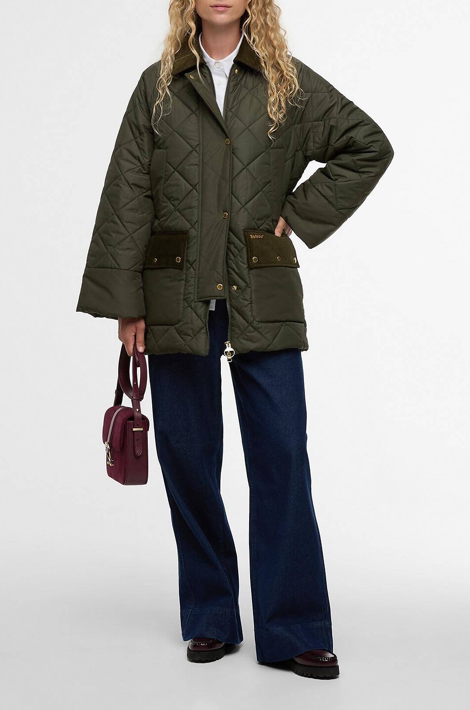 BARBOUR Veste mi-longue matelassée en tissu technique Aldburgh Femme VERT FONCÉ 2