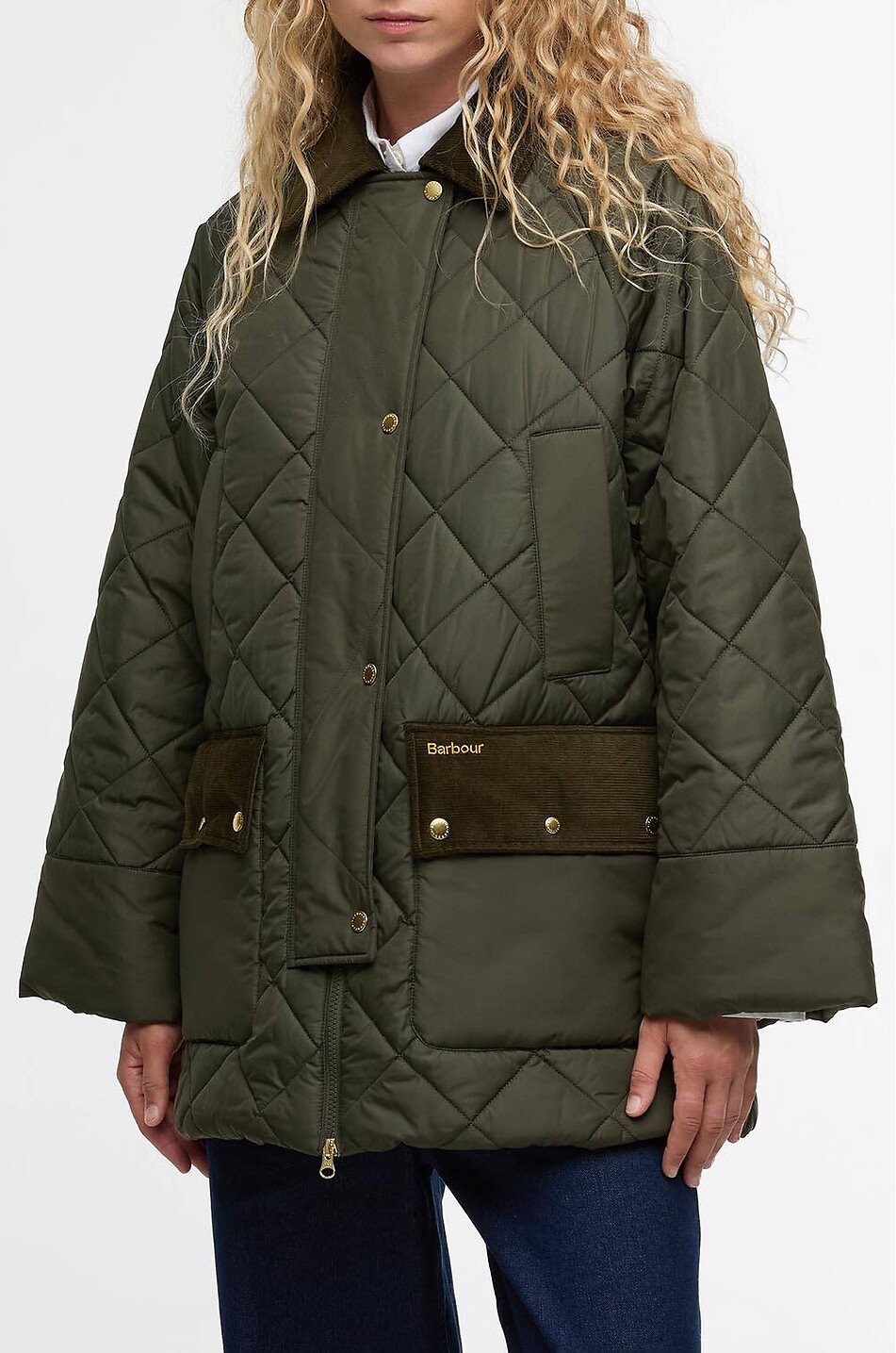BARBOUR Veste mi-longue matelassée en tissu technique Aldburgh Femme VERT FONCÉ 4