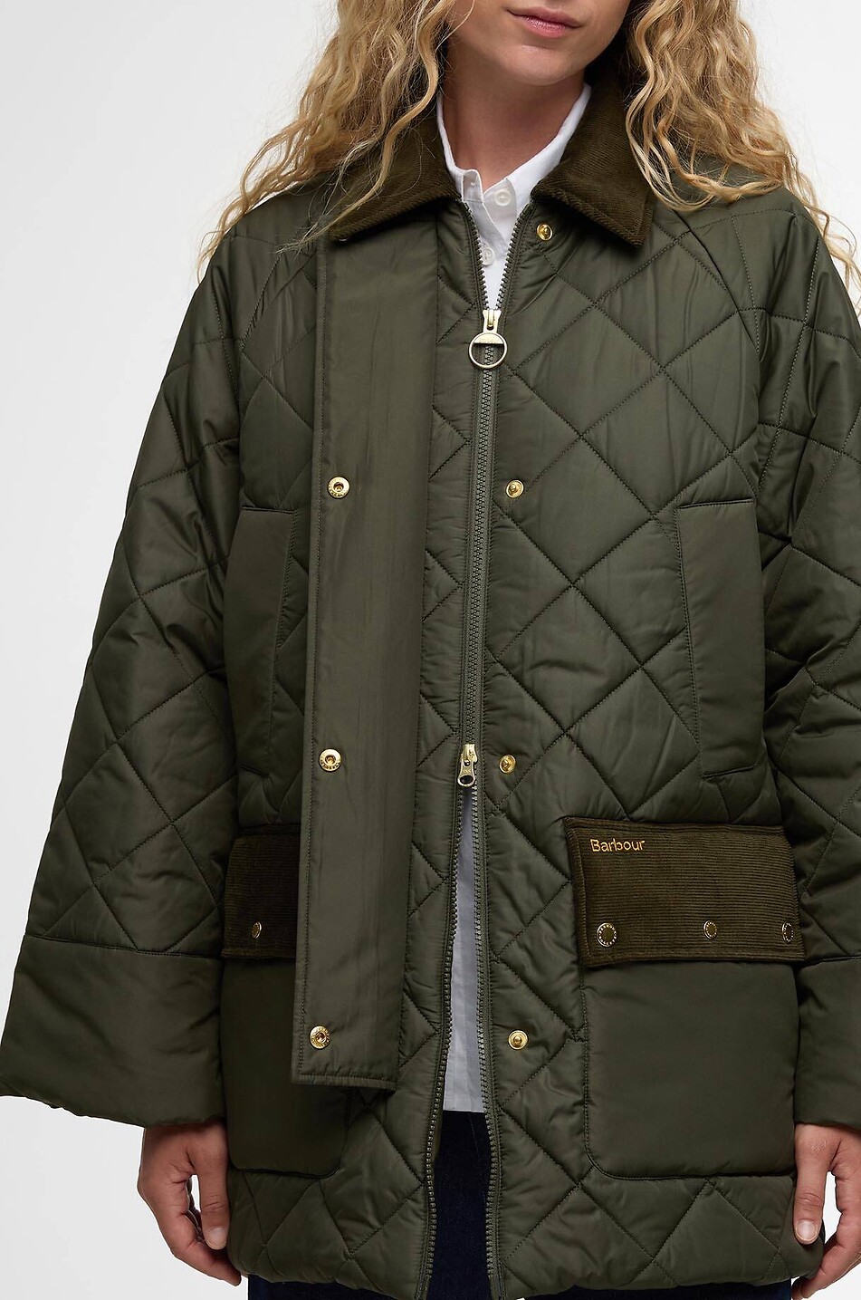 BARBOUR Veste mi-longue matelassée en tissu technique Aldburgh Femme VERT FONCÉ 5